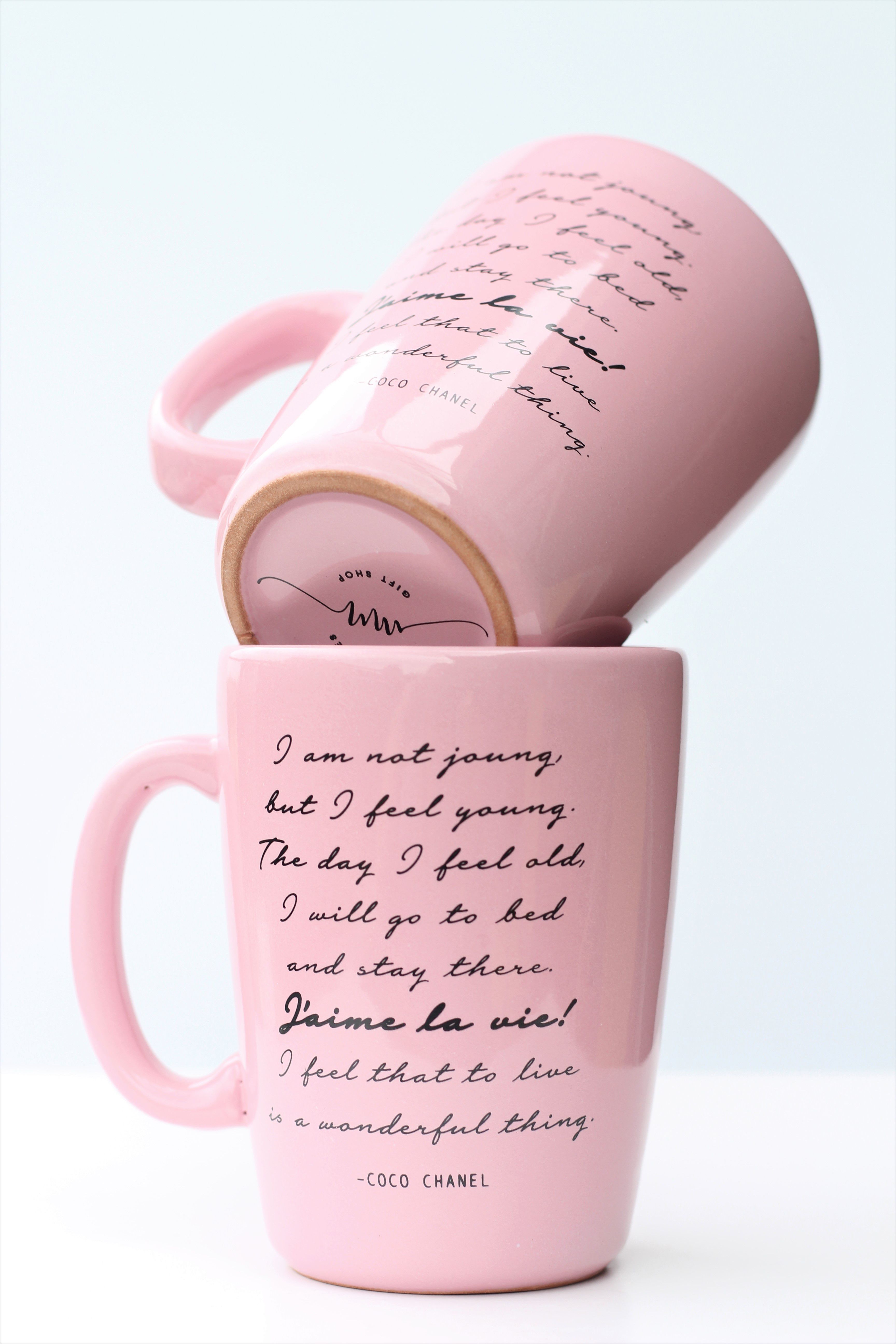 Pink Coco Chanel Quote Mug 10 Oz Ceramic Coffee Mug Inspirational Gift For Woman Personalized Pottery Gift Gift For Friend