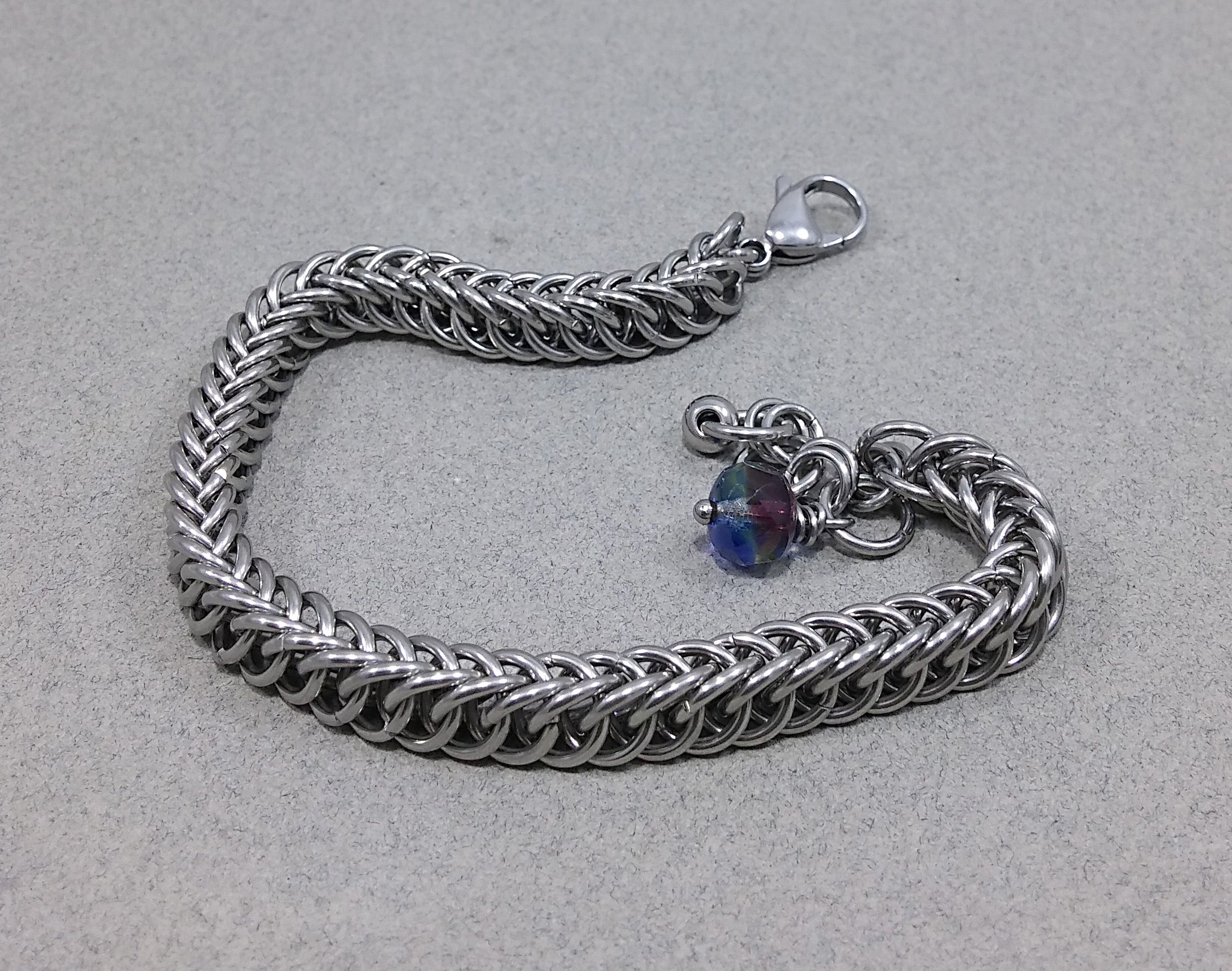 Stainless Steel Chain Mail Unisex Bracelet Half Persian Weave 4 N 1 - 