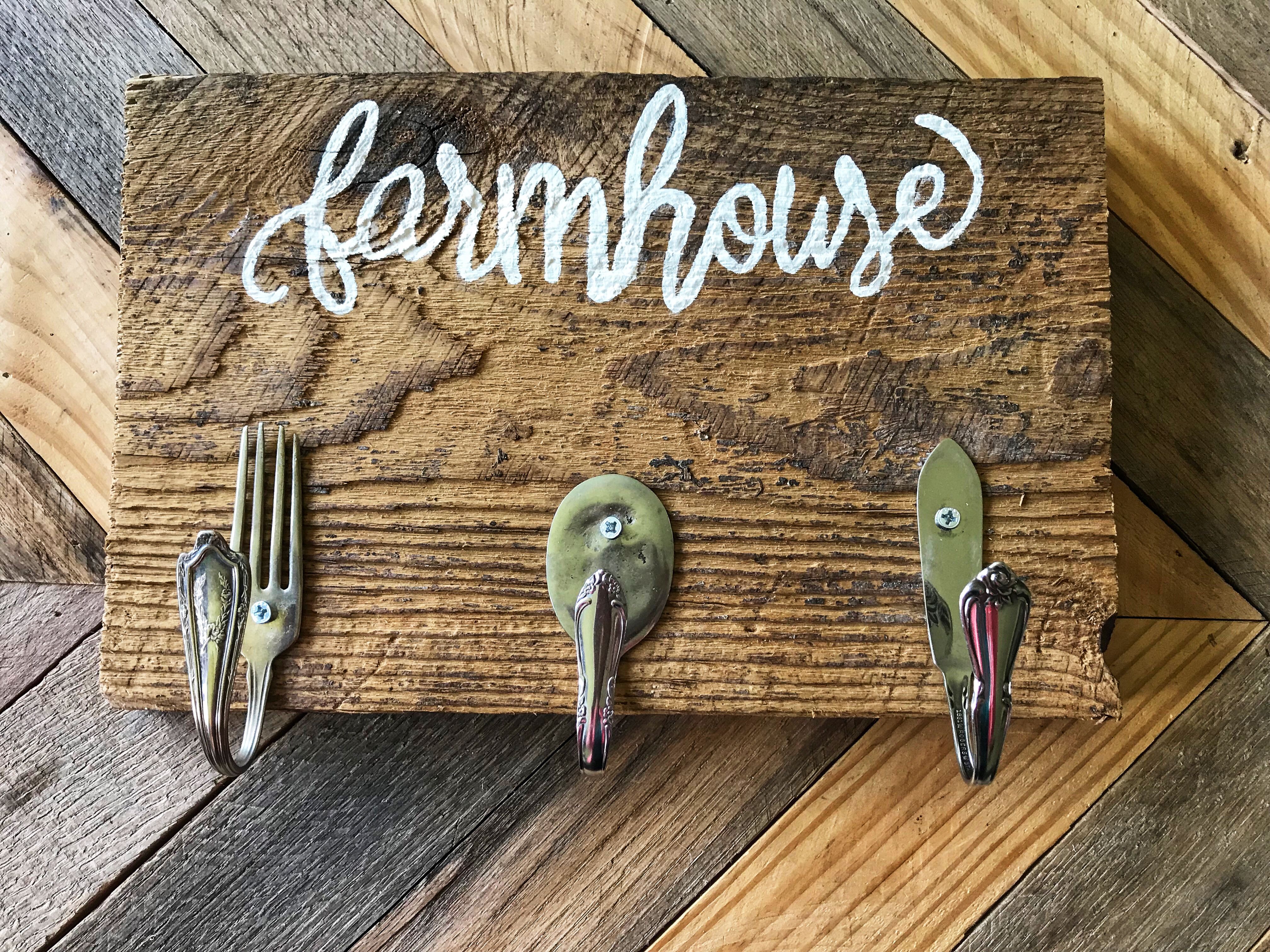 Farmhouse Kitchen Sign | Repurposed Silverware Hooks ...