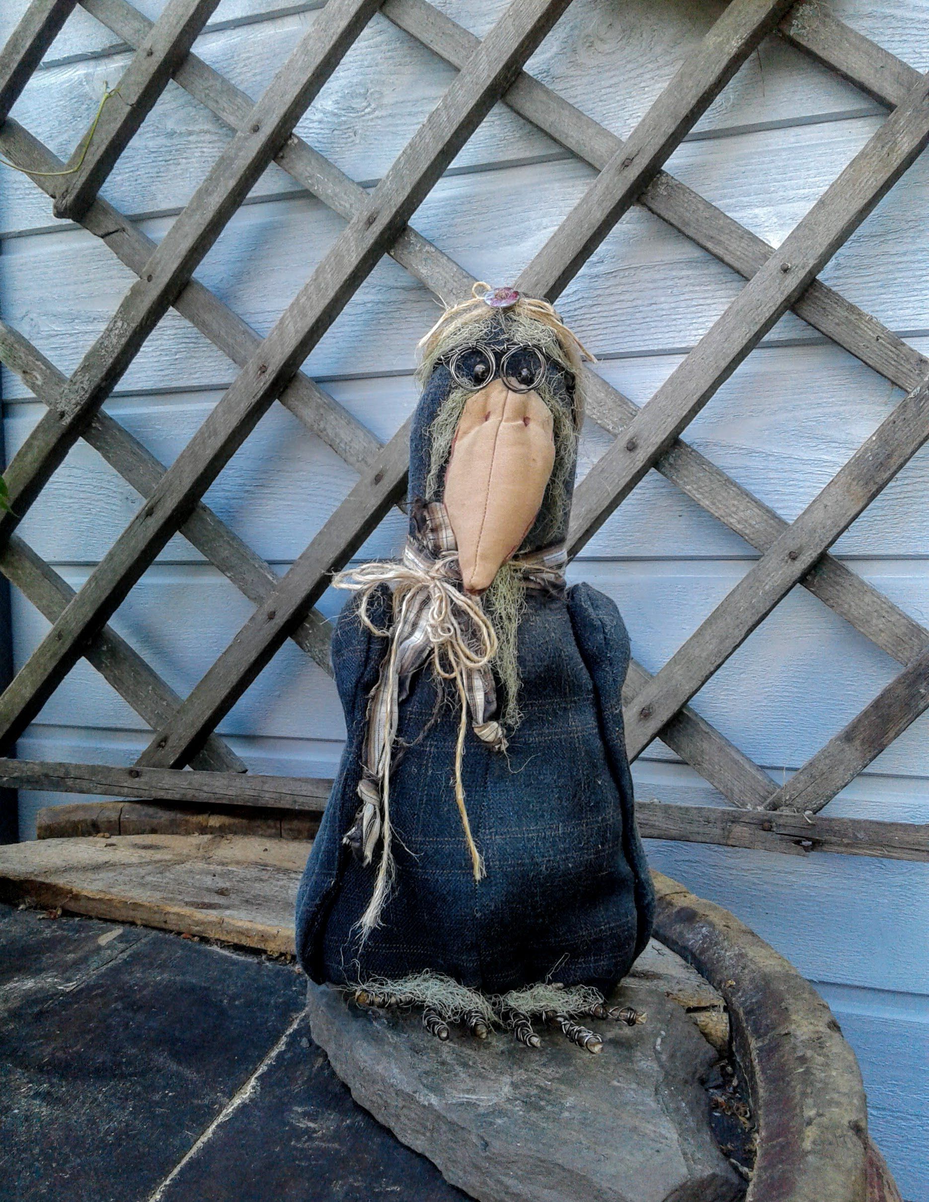 Primitive Crow Primitive Fall Decor Halloween Decor Old Crow Primitive Decor Fall Decor Handmade Doll Primitive Doll Crow