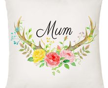 Decorative Cushion, Antler & Floral Design