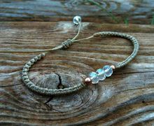 Beige Macrame Crystal Minimal Bracelet