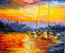 A painting "Sunset behind the sea"