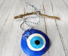 Paper Mache Blue Evil Eye Wall Decor