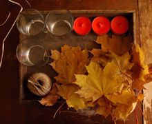 Candle Holder with Autumn Leaves!