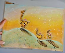 Giraffes Watercolor Illustration. Home Decor. Nursery Decor. Wall Art. Baby Room Decor