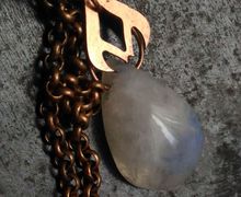 Elegant moonstone pendant with copper head,pear shaped moonstone copper necklace,metal jewelry