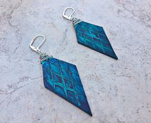Large Statement Earrings, Blue Dangle Earrings, Polymer Clay Earrings