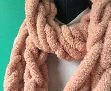 Chunky warm pink arm knit big infinity scarf