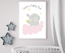 Catch a falling star,elephant , Playroom print, nursery print, wall art, girl, playroom poster, instant digital download,children wall art