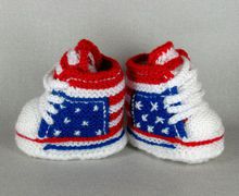 Knitted and Crocheted baby sneakers "USA"