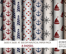 Rustic Nautical Seamless Pattern Digital Paper Pack