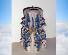 Blue Gold Candle - Unique handmade gift candle - Gift for friend - Hand Carved candles - 5 inch/ 12cm