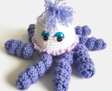 Purple and White Little Octopus Keyring Bag Charm