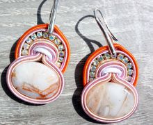 Luminous earrings, Orange earrings, Jewelery with stones, Everyday earrings, Bohemian stones, Soutache earrings, Women's gift