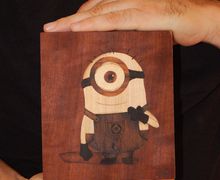 ORIGINAL wooden  minion of Gru art marquetry woodworking by Andulino