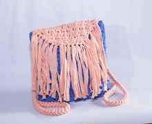 Backpack Crochet Bag Free Shipping!!! /Handmade Backpack/ Boho Style/Pink Light Blue