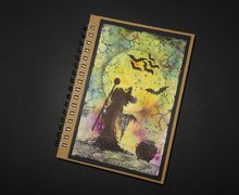 Witch notebook, Hand decorated notebook, C6 notebook, Halloween notebook,Lined Notebook