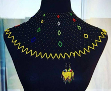 Zulu African beaded choker necklace with earrings