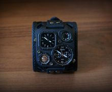 Men's watch with a broad leather strap