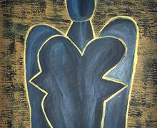 Abstract Angel Painting - Abstract Figurative Painting - Large Painting - Blue Angel - Home Decor - Spiritual Art - Poetry Art