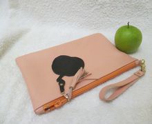 Leather clutch "A peach"