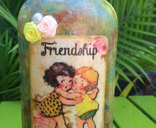 Bestfriend Friendship Decoupaged Vintage Bottle