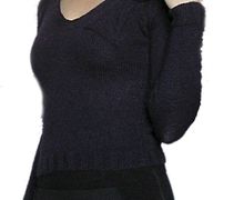 A knitted deep-blue sweater