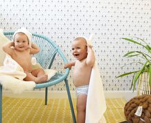 Baby hooded bath towel, teddy ears bathrobe