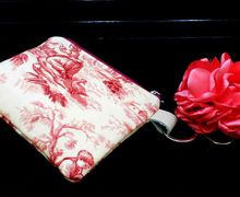 Key Fob Wallet, Small Minimalist Fabric Wallet, Pink Small Pouch, Keychain Wallet Pouch, Keychain Card Holder, Earbud Case