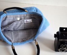 Crochet Bag // Blue Crocheted Handbag Celebrity Style,Crochet winter bag- shoulder bag- crochet bag-
