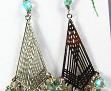 Aqua kite crystal earrings