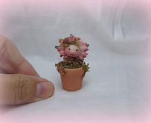Ooak miniature flowerpot for Dollhouse 1:12 scale made of Prosculpt