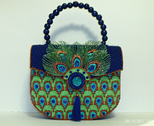 Unique and exotic Royal Blue and Green Large Peacock Handbag