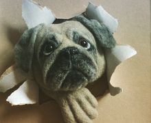 Dog portrait Framed wall decor Needle felting Pet portraits custom