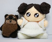 Princess Leia Ewok Star Wars Chibi Plushie Amigurumi Stuffed Toy Doll Handmade Softies Gift Baby Crochet Knit Inspired Plush Characters