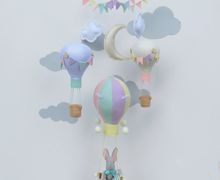 BABY MOBILE ELEPHANT IN HOT AIR BALLOON/ELEPHANT MOBILE/NURSERY DECOR BALLOONS/BABY SHOWER GIFT