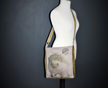 Large crossbody bag, handmade bag with hedgehog, canvas bag everyday, shopper bag, everyday bag, minimalist bag women, bestseller bag