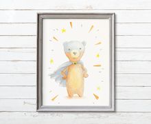 Superhero Printable Nursery Art, Boy Nursery Decor, Superhero Bear Nursery Print, Nursery Wall Art, Printable Kids Room Wall Art