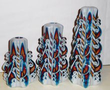 Set of 3 - Unique - Rainbow candle - Handmade gift candle - Hand Carved candles - 5 inch/ 12cm, 6.7 inch/ 17cm, 8.7 inch/ 22cm