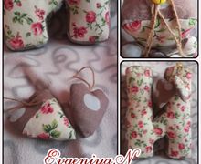 Personalized textile letters decorated with hearts