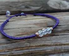 Purple Minimal Crystal Macrame Bracelet