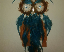 Teal and Brown Owl Dreamcatcher
