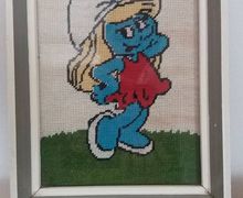 Vintage Smurfette gobelin, wall decor Schtroumpfs