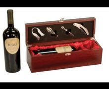 wine boxes with tools with silk lining.