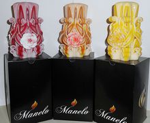 Set of 3 - Rose candle - Unique - Handmade gift candle - Hand Carved candles - 5 inch/ 12cm - red candle - orange candle - yellow candle