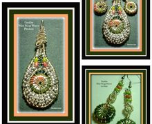 SOLD...Unakite gemstone-wire wrap weave pendant and earring set