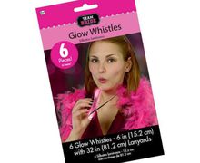 Team Bride Pink Glow-in-the-Dark Whistle Necklaces - 6 Pack