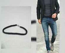 men's bracelet, beaded bracelet, beaded belt, men's jewelry, black bracelet, men's gift, boyfriend's gift, wrist belt