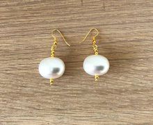Real Freshwater Pearl Earring Handmade Large Pearl Drops Bridal Gold Earrings